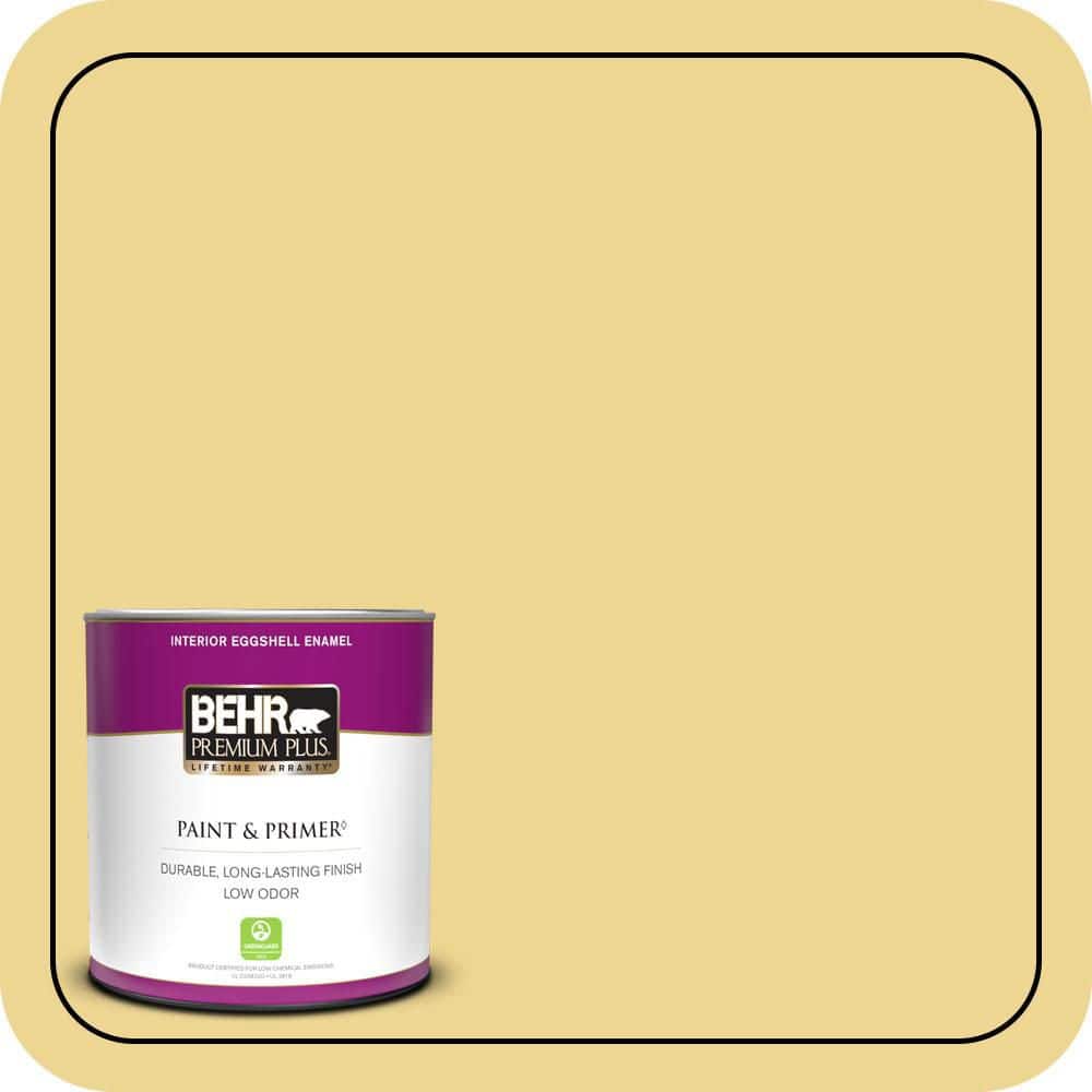 BEHR PREMIUM PLUS #370D-4 Mustard Seed Enamel Interior/Exterior Paint & Primer Color Sample