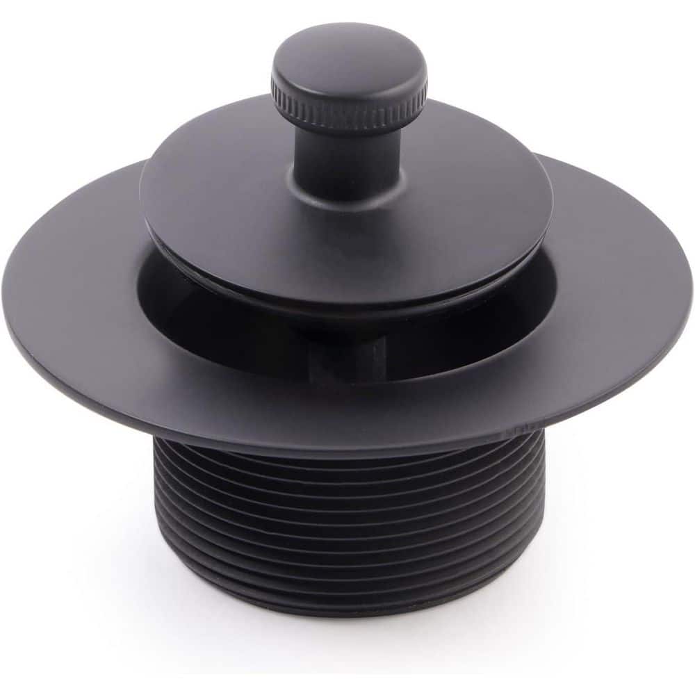 PLUMBFLEX Supplygiant Lift and Turn Tub Drain Stopper, 1-3/8 Bathtub Drain Assembly, Matte Black Finish