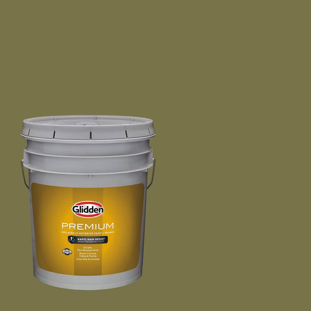 Glidden Premium 5 gal. PPG1114-7 Autumn Fern Flat Exterior Latex Paint (1)