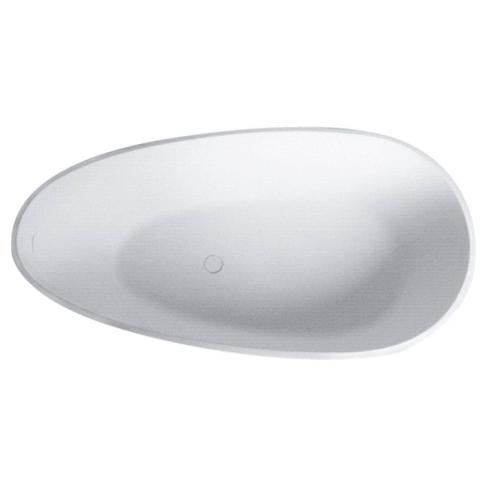 LIVACA 59 in. x 29.5 in. Soaking Stone Resin Freestanding Bathtub with Left Drain in Matte White Durable Construction (2)