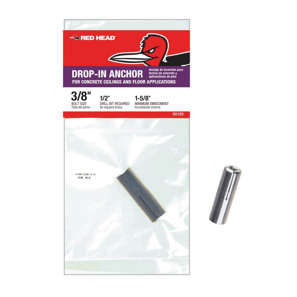 Red Head 3/8 in. 1-5/8 in. Zinc-Plated Steel Concrete Drop-In Anchor