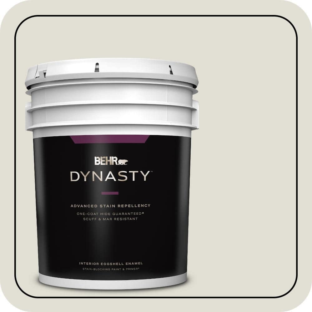 BEHR DYNASTY 5 gal. #PPU24-15 Mission White Eggshell Enamel Interior Stain-Blocking Paint & Primer