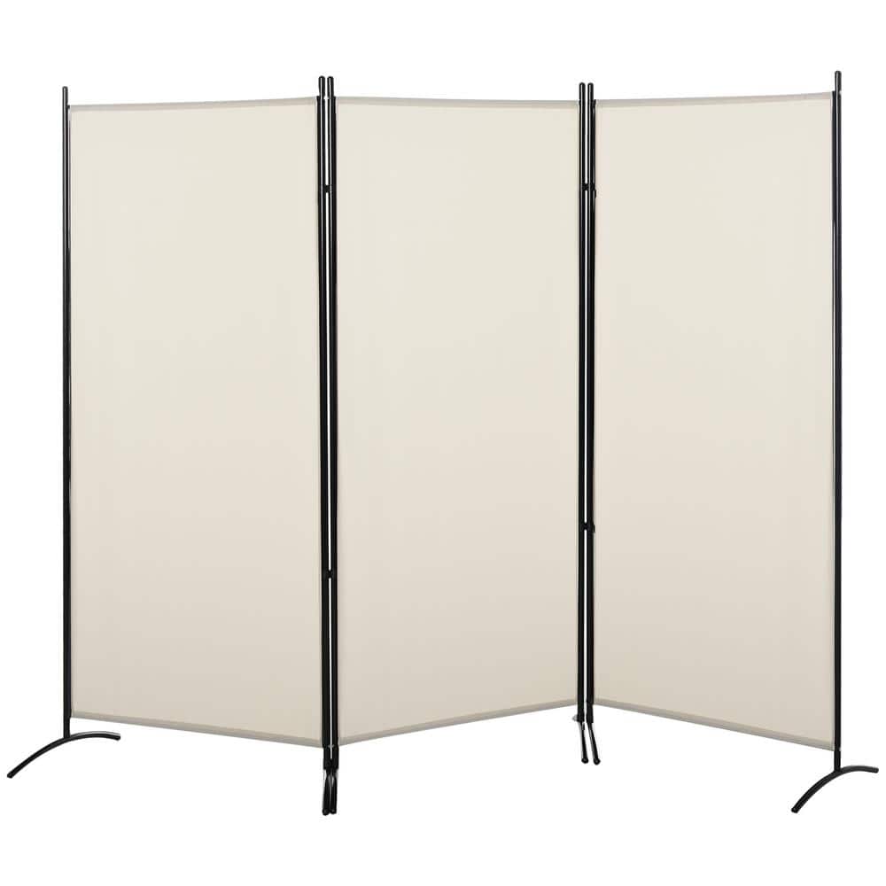 LuckByte 3-Panel 6 ft. Room Divider Folding Privacy Screen Separator Partition Wall in Beige (1)