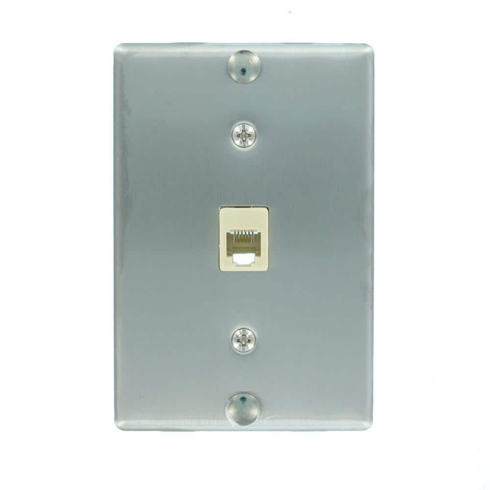 Leviton 6P6C Type 630A Wall Phone Jack, Stainless Steel 40226-S (2)