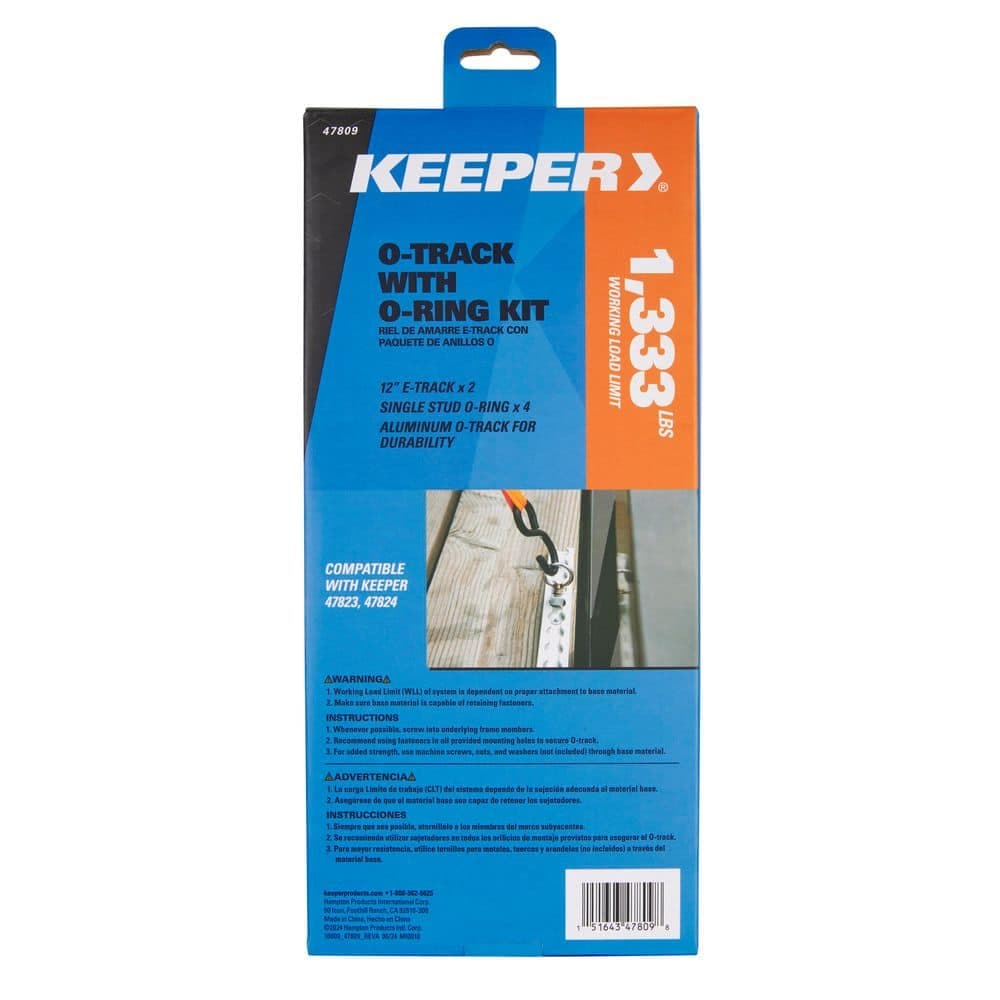 Keeper O-Track 12 in. Rail and 4-Fitting Kit (4)