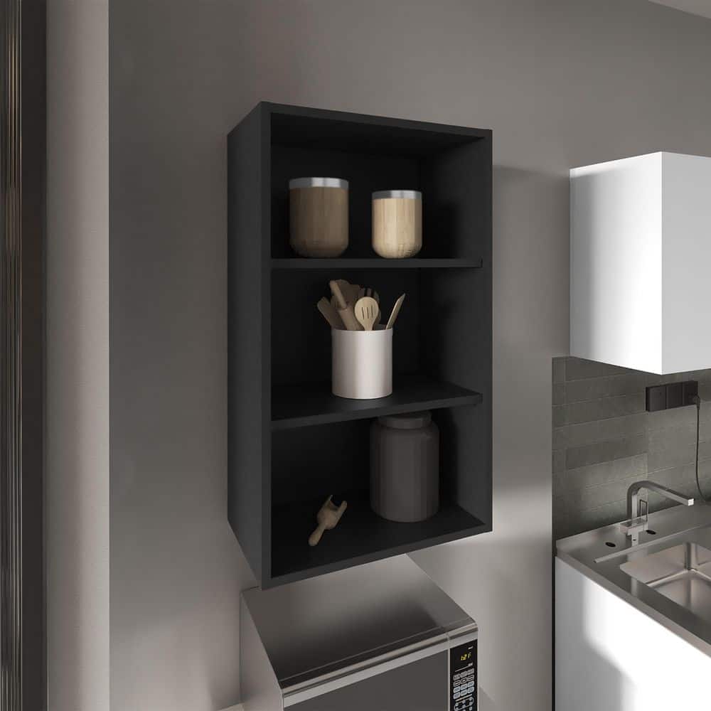 YSQCAR 21 in. W x 12 in. D x 36 in. H Rectangular Engineered Wood Bathroom Storage Wall Cabinet without Mirror in Black (2)
