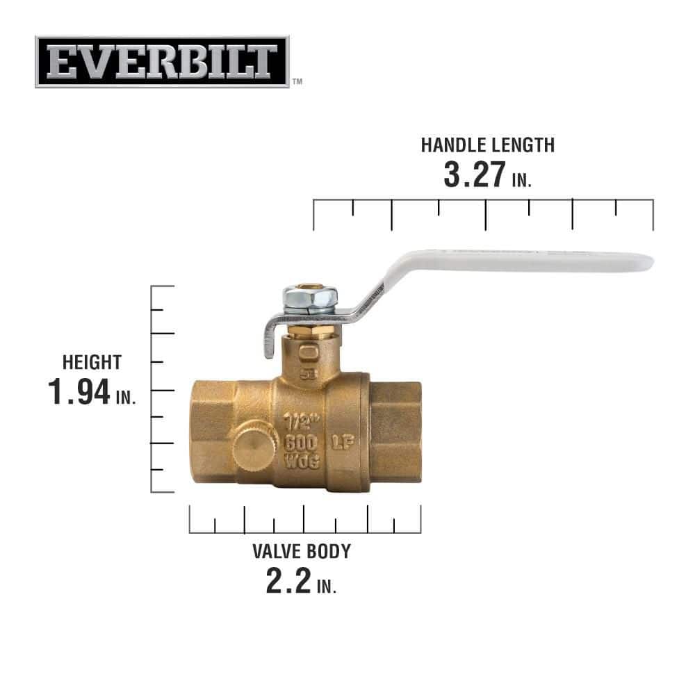 Everbilt 1/2 in. FNPT Full Port Lead Free Brass Ball Valve w/ Drain (4)