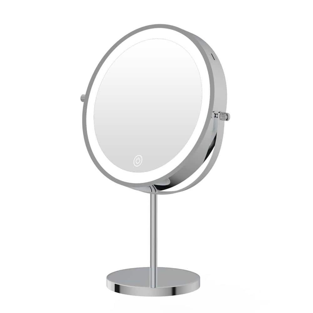 INSEEDE VERRA 8 in. Tabletop Bathroom Makeup Mirror with Lights, 1X/10X Magnification, Rechargeable LED Vanity Mirror in Chrome (1)