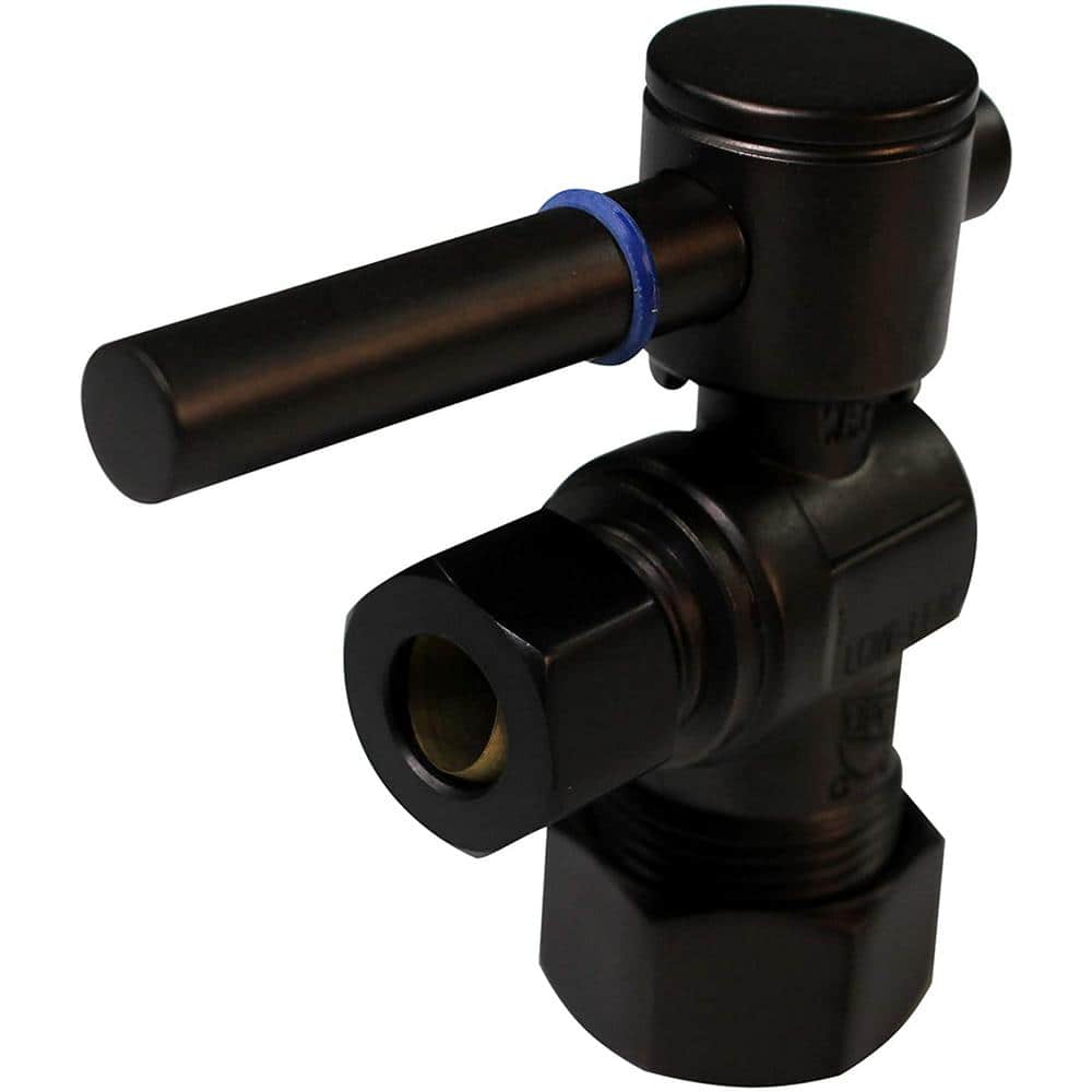 Westbrass 1/4-Turn Lever Handle Angle Stop Shut Off Valve, 1/2 in. IPS x 3/8 in. OD Compression Outlet, Oil Rubbed Bronze (3)