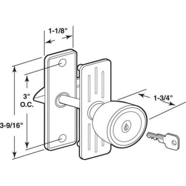 Prime-Line Tulip Knob Lock, Keyed, with 3 in. Hole Center, Aluminum (2)
