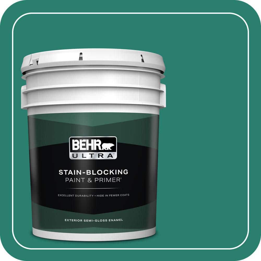 BEHR ULTRA 5 gal. #P440-7 Mermaid Sea Semi-Gloss Enamel Exterior Paint & Primer
