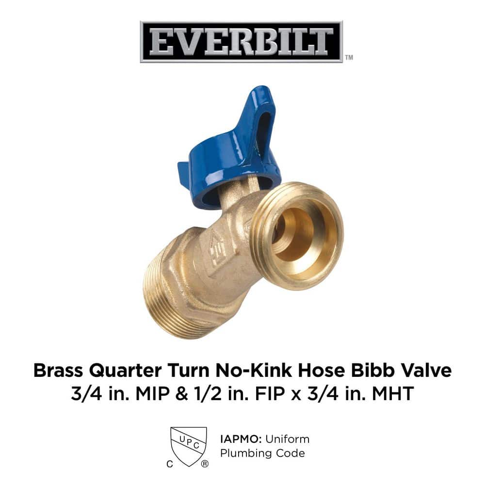 Everbilt 3/4 in. MIP & 1/2 in. FIP x 3/4 in. MHT Quarter Turn Brass No-Kink Hose Bibb Valve (4)