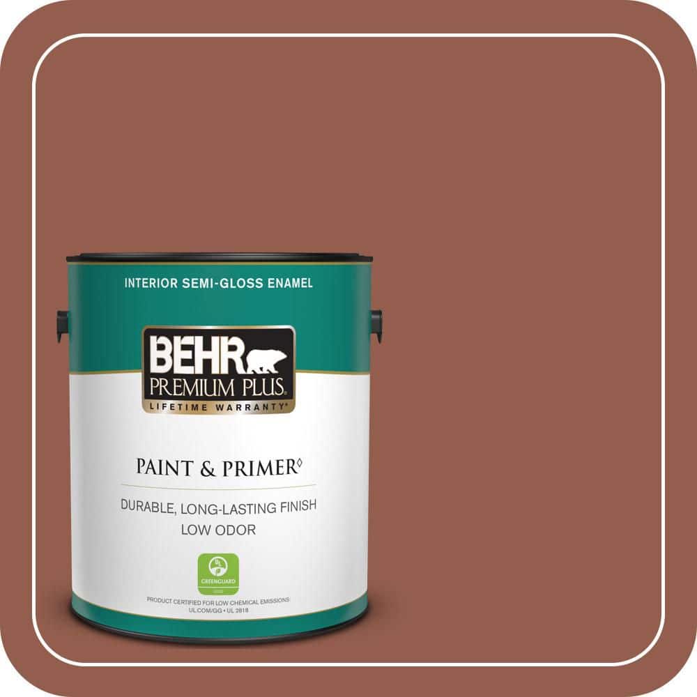 BEHR PREMIUM PLUS 1 gal. #200F-6 Sequoia Grove Semi-Gloss Enamel Low Odor Interior Paint & Primer