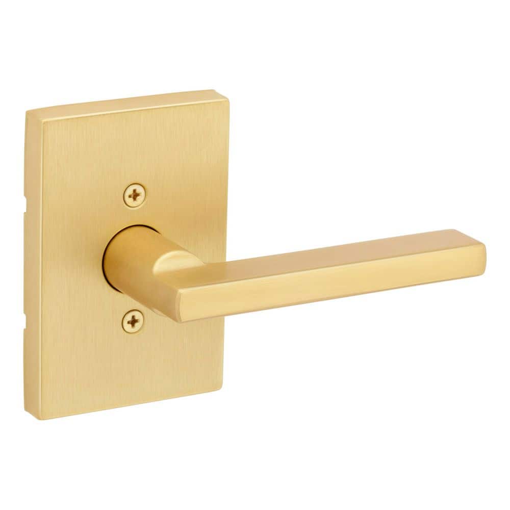 Kwikset Halifax Satin Brass Rectangle Half Dummy Door Handle