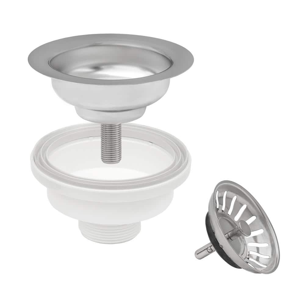 Ruvati 3.5 in. Kitchen Sink Basket Strainer Drain Assembly for Thick Fireclay Sinks in Silver (2)