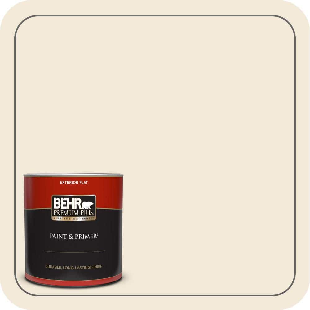 BEHR PREMIUM PLUS 1 qt. #PPH-06 Rice Drink Flat Exterior Paint & Primer