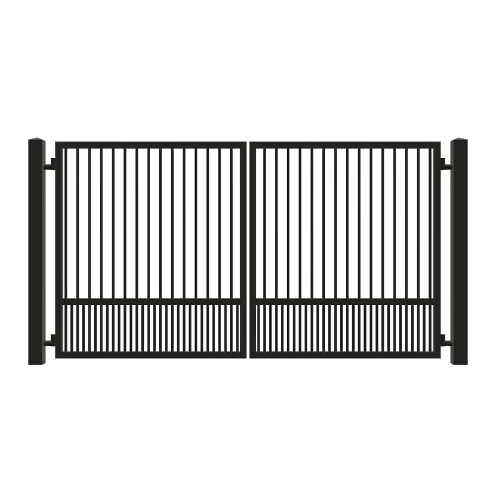 Unbranded Driveway Gate — Swing, Center, Square, Puppy, Black — 138"W x 72"H