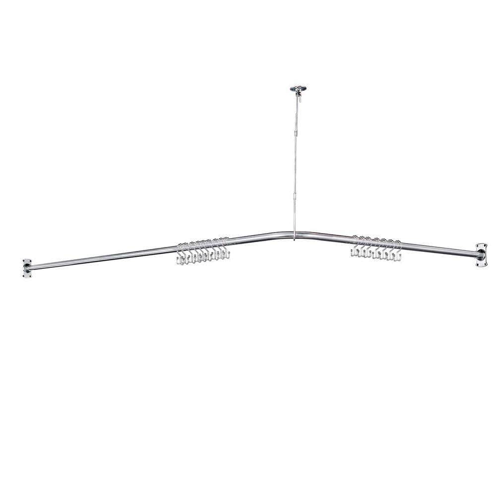 VEVETTA 42 in. 48 in. x 72 in. 78 in. Stainless Steel Bathroom Adjustable Shower Curtain Rod w/16 Shower Curtain Rings in Chrome (1)