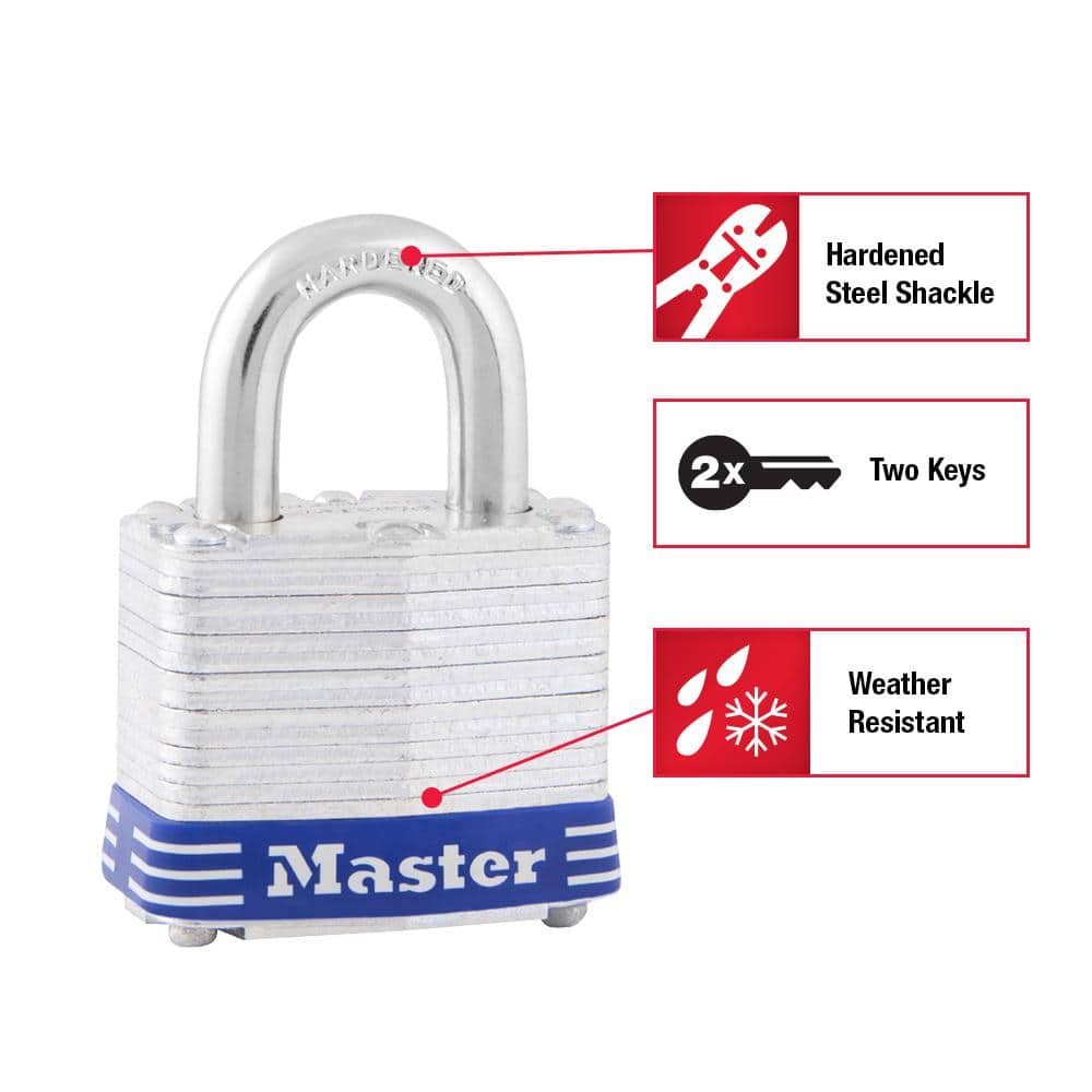 Master Lock Outdoor Padlock with Key, 1-9/16 in. Wide (4)