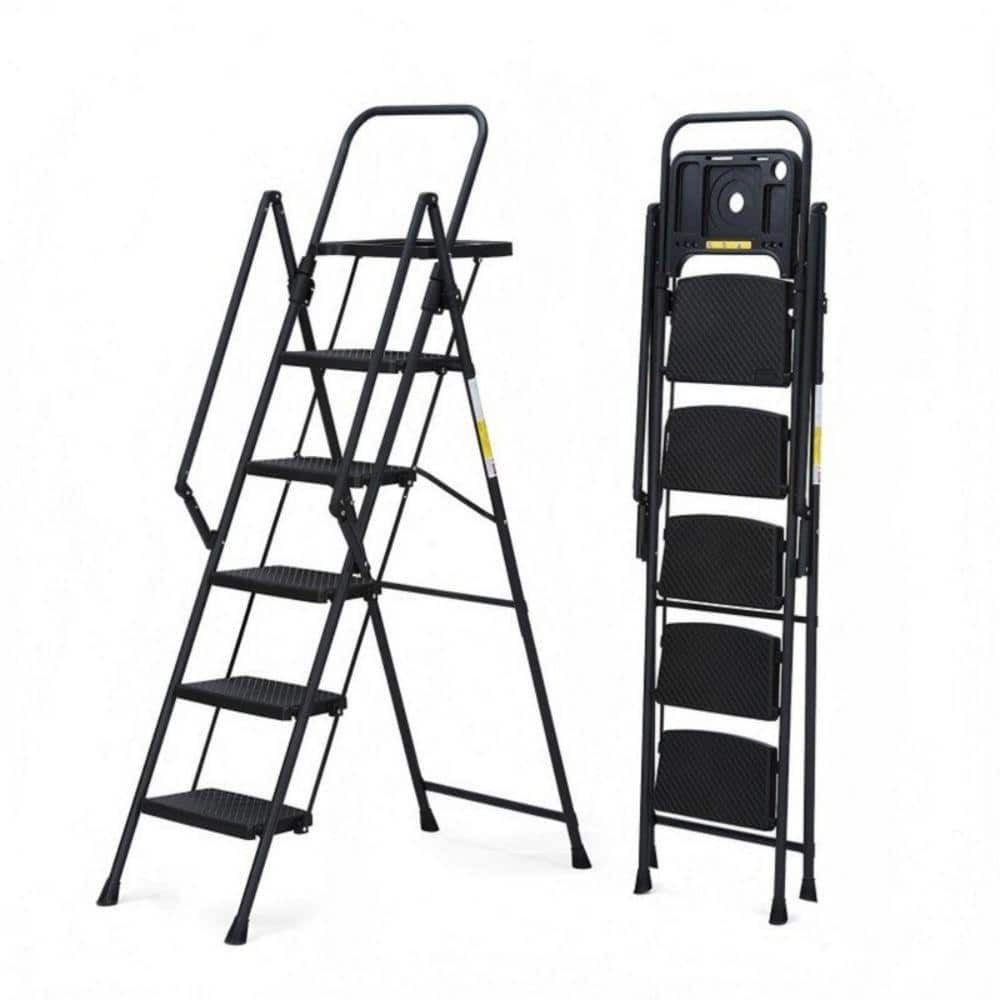 Miscool Anky 5-Step 10 ft. Reach Height Iron Step Stool 500 lb. Load Capacity