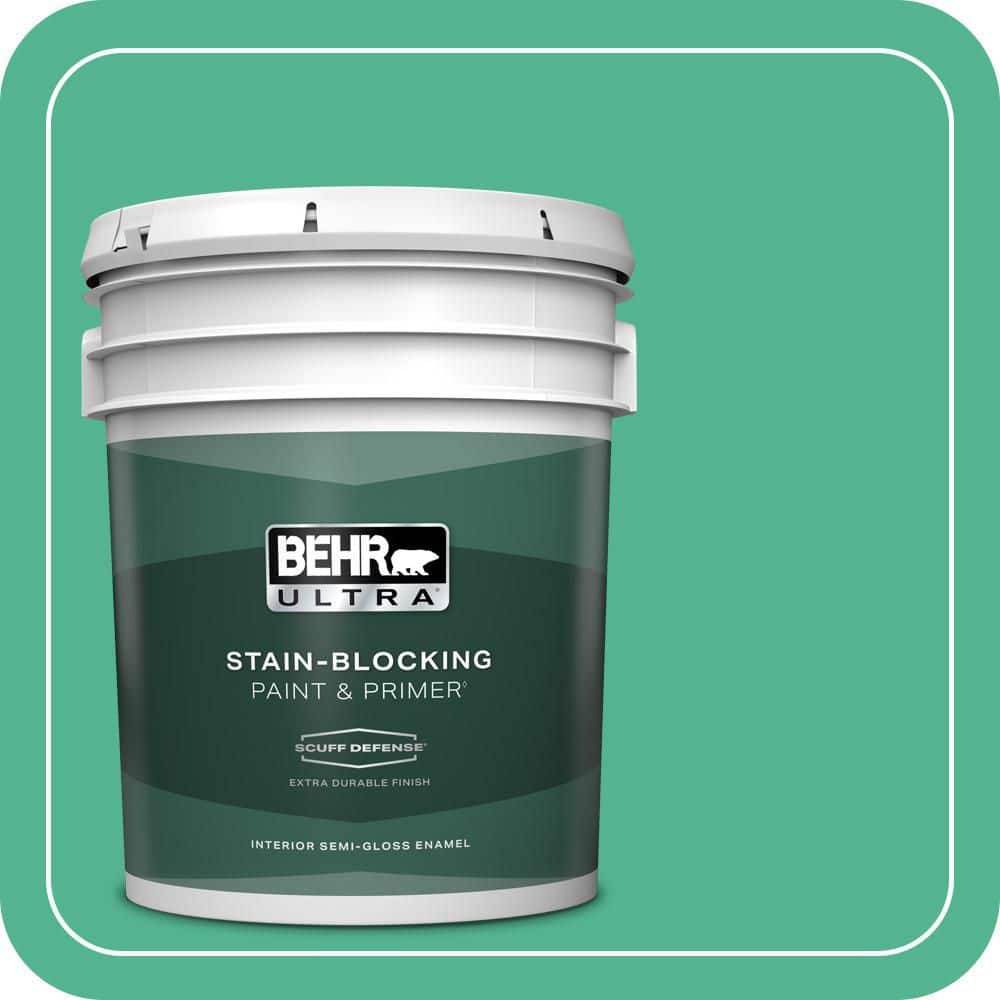 BEHR ULTRA 5 gal. #MQ4-16 Aruba Green Extra Durable Semi-Gloss Enamel Interior Paint & Primer