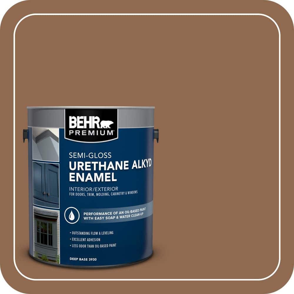 BEHR PREMIUM 1 gal. #PPU4-01 Caramel Swirl Urethane Alkyd Semi-Gloss Enamel Interior/Exterior Paint