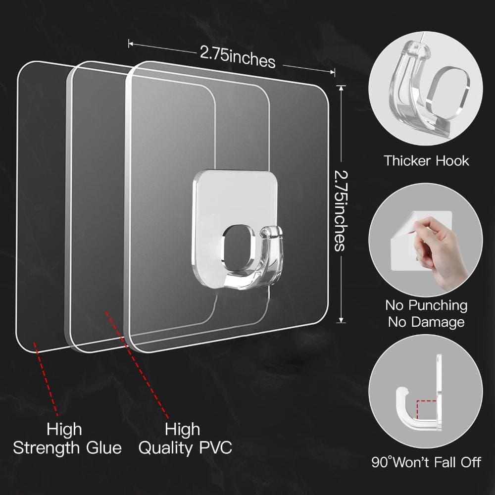 Unbranded Heavy Duty Self Adhesive Robe and Towel Hooks 10 Pack Holds 33 lb Damage Free Wall Hangers for tile walls (3)