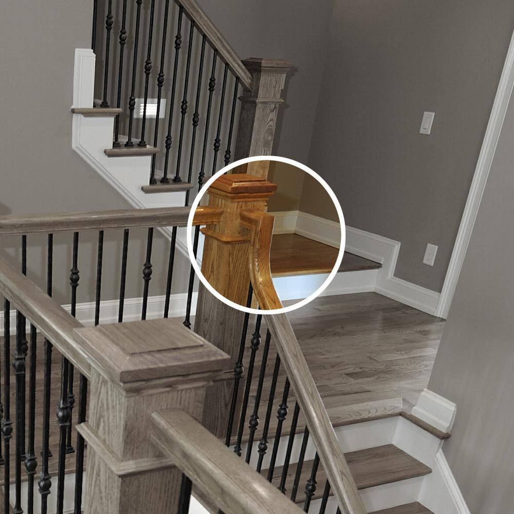 EVERMARK Stair Parts 7799 Unfinished Red Oak Straight 2-Rise Gooseneck No Cap Handrail Fitting (2)