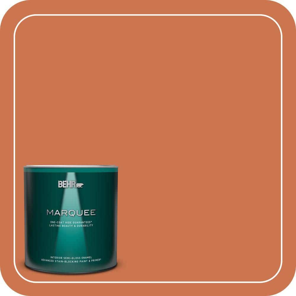 BEHR MARQUEE 1 qt. #PMD-103 Sweet Carrot Semi-Gloss Enamel Interior Paint & Primer