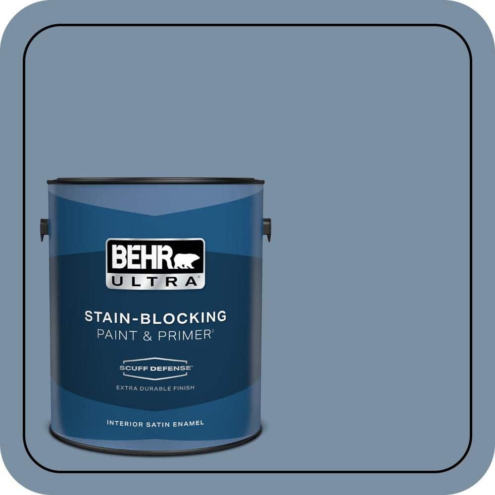 BEHR ULTRA 1 gal. #S510-4 Jean Jacket Blue Extra Durable Satin Enamel Interior Paint & Primer