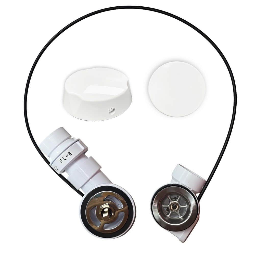 Unbranded Delta Cable Action Bath Drain and Overflow Kit in White (2)