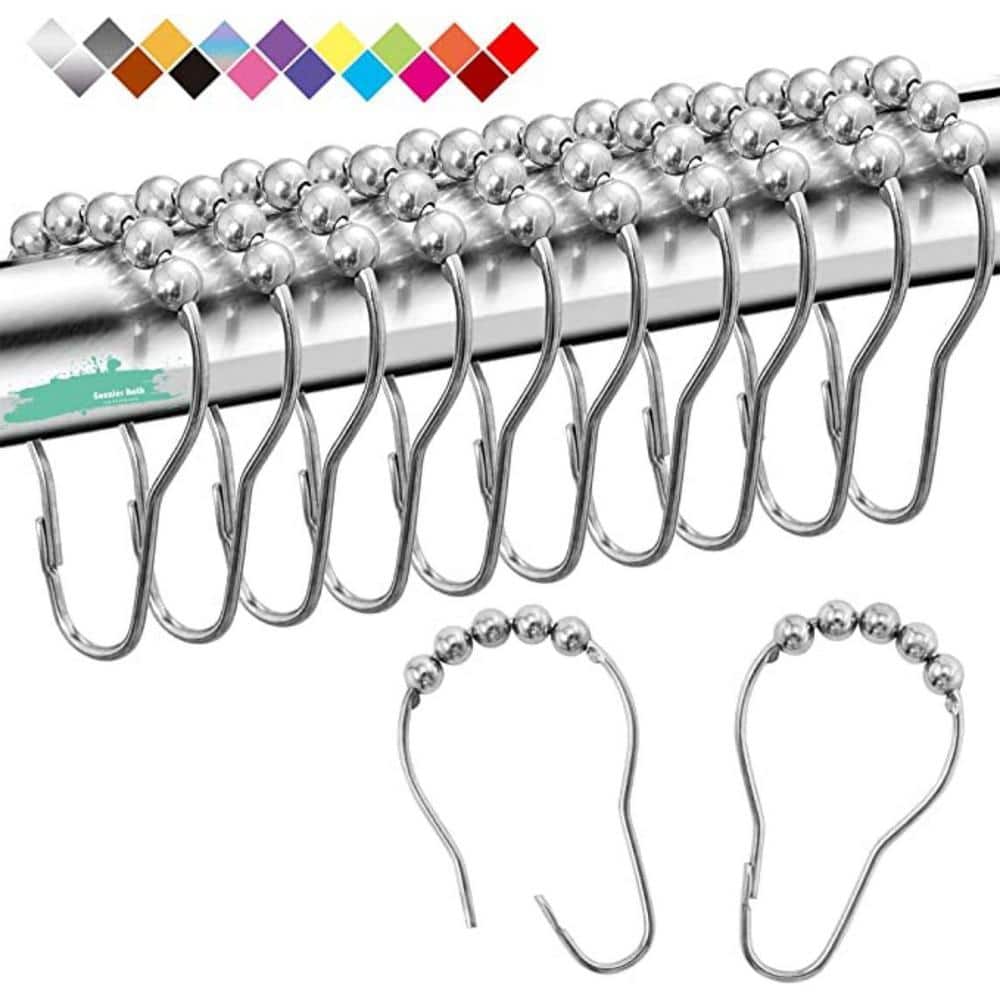 Dyiom Rust-Resistant Metal Shower Curtain Rings/Hooks, Shower Rings for Curtain Rolling Shower Curtain Hooks (2)