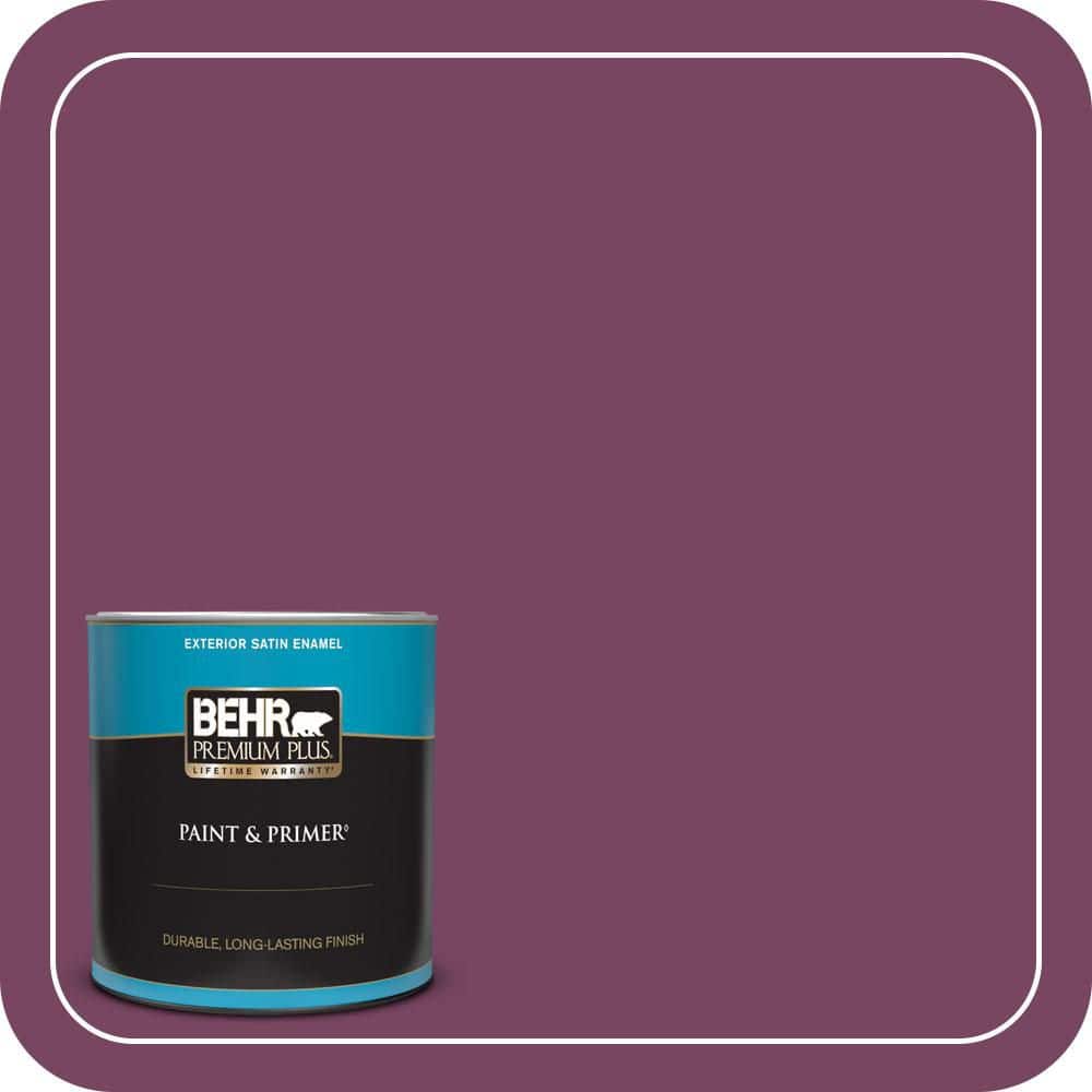 BEHR PREMIUM PLUS 1 qt. #690B-7 Plum Jam Satin Enamel Exterior Paint & Primer