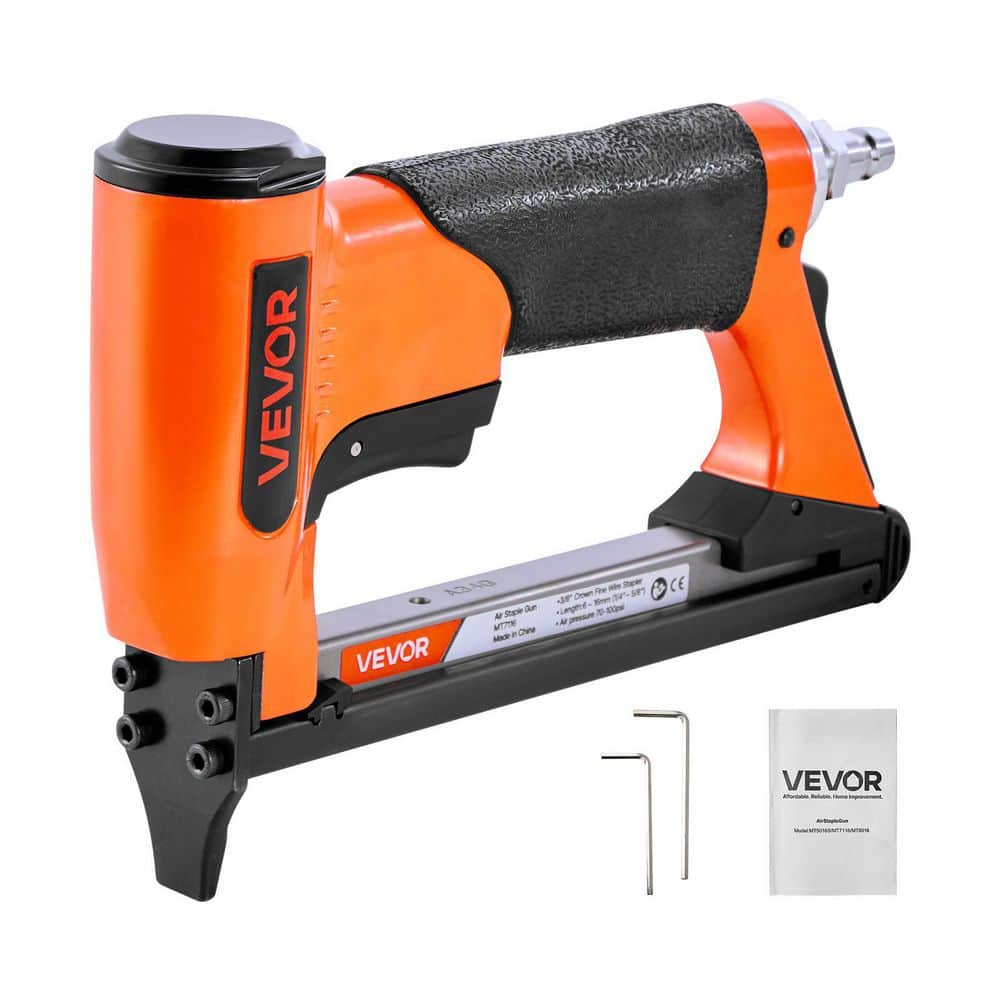 VEVOR Pneumatic Staple Gun, Corded Air Upholstery Stapler for 71 Series Fine Wire Staples 3/8 in. Crown 1/4 in. - 5/8 in. L (1)