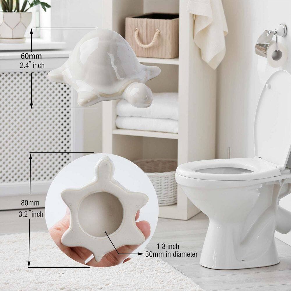 Numhew 2-Piece Bath Accessory Set with Ceramic Sea Turtle Figurines in Glossy White (2)