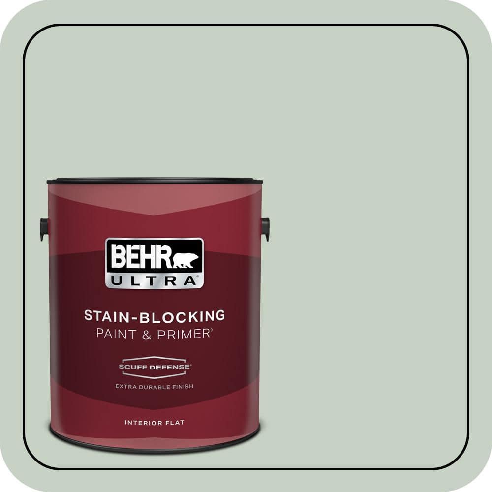 BEHR ULTRA 1 gal. #N400-2 Frosted Sage Extra Durable Flat Interior Paint & Primer (1)