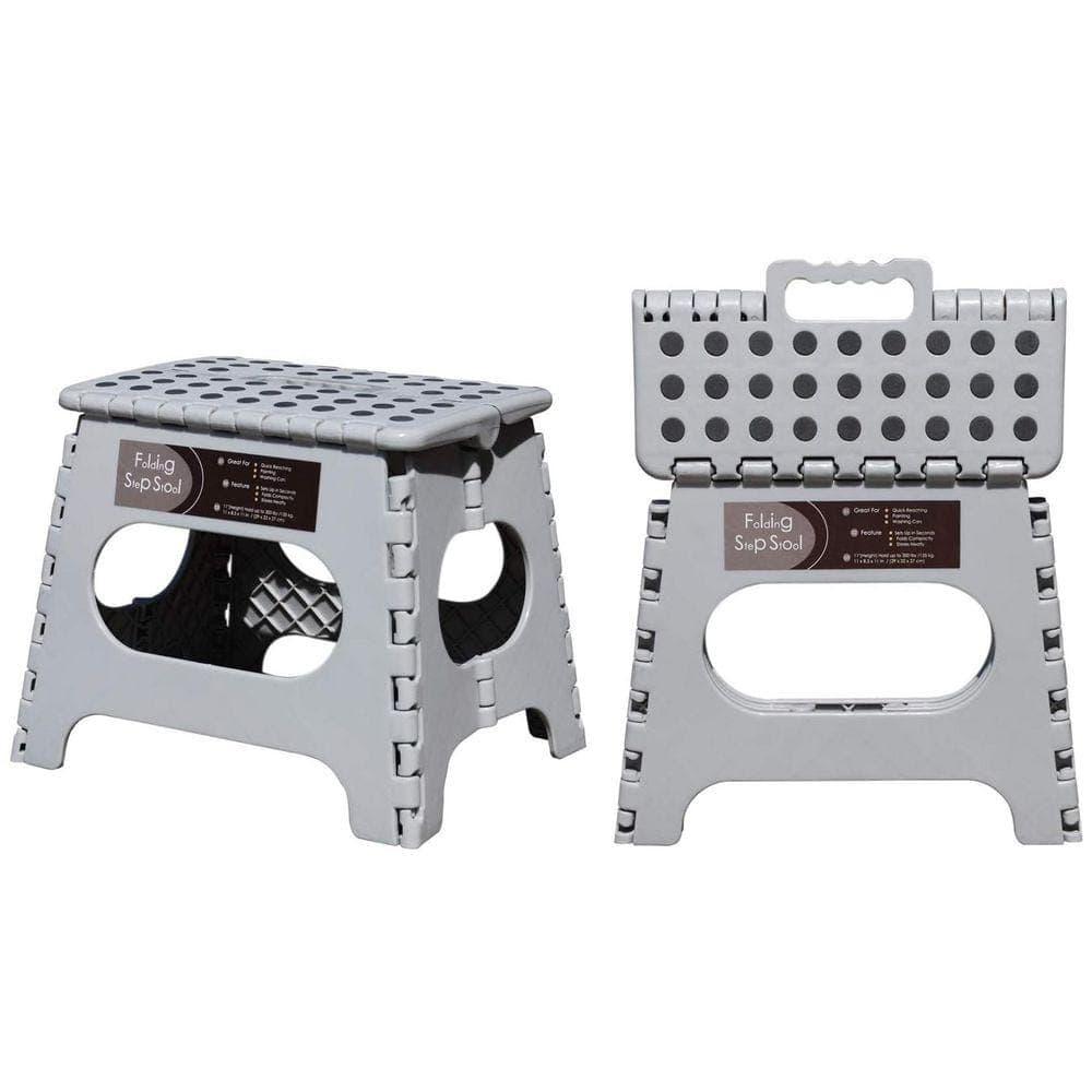 Unbranded 11 in. Reach Non-Slip Plastic Folding Step Stool for Adults or Kids, Holds Up to 300 lbs. (1)