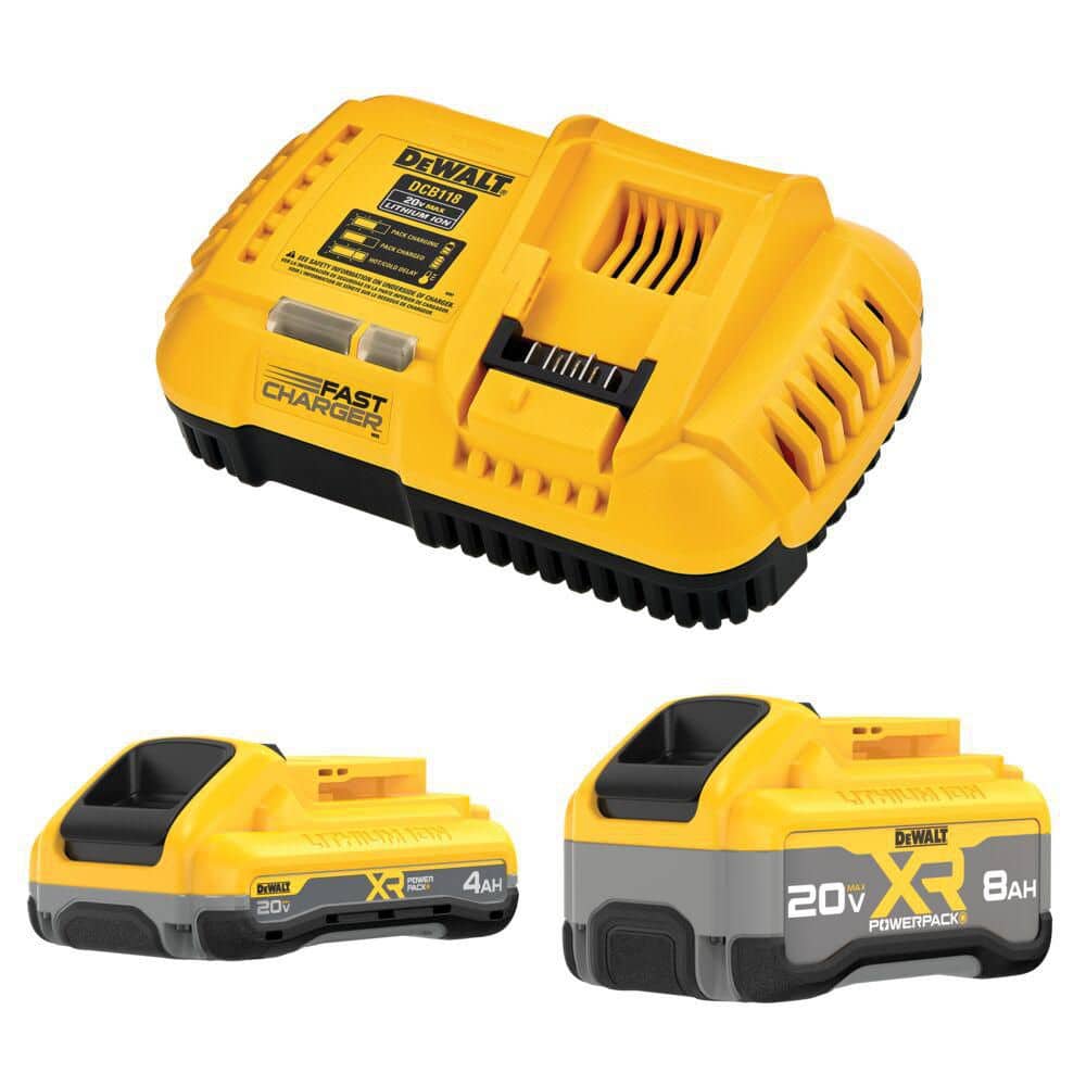 DEWALT 20V XR Lithium-Ion Starter Pack with 8.0 Ah and 4.0 Ah Battery Packs and Charger