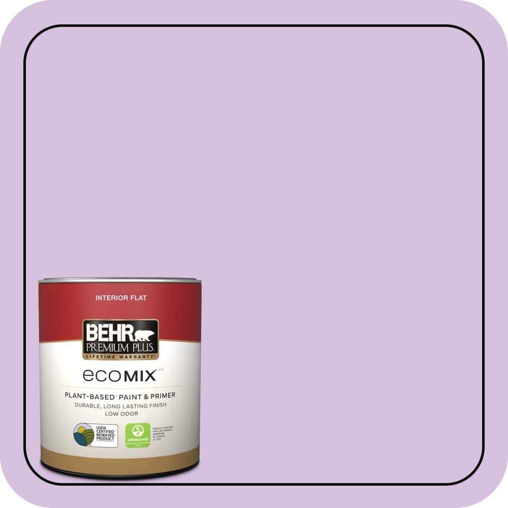 BEHR PREMIUM PLUS 1 qt. #660A-3 New Violet Flat EcoMix Plant-Based Interior Paint & Primer (1)