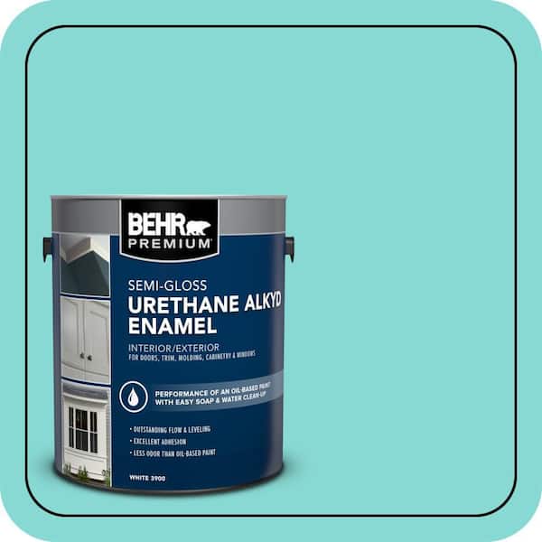 BEHR PREMIUM 1 gal. #P450-3 Rainwater Urethane Alkyd Semi-Gloss Enamel Interior/Exterior Paint (2)