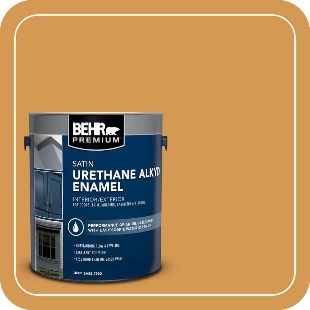 BEHR PREMIUM 1 gal. #PPU6-02 Saffron Strands Urethane Alkyd Satin Enamel Interior/Exterior Paint