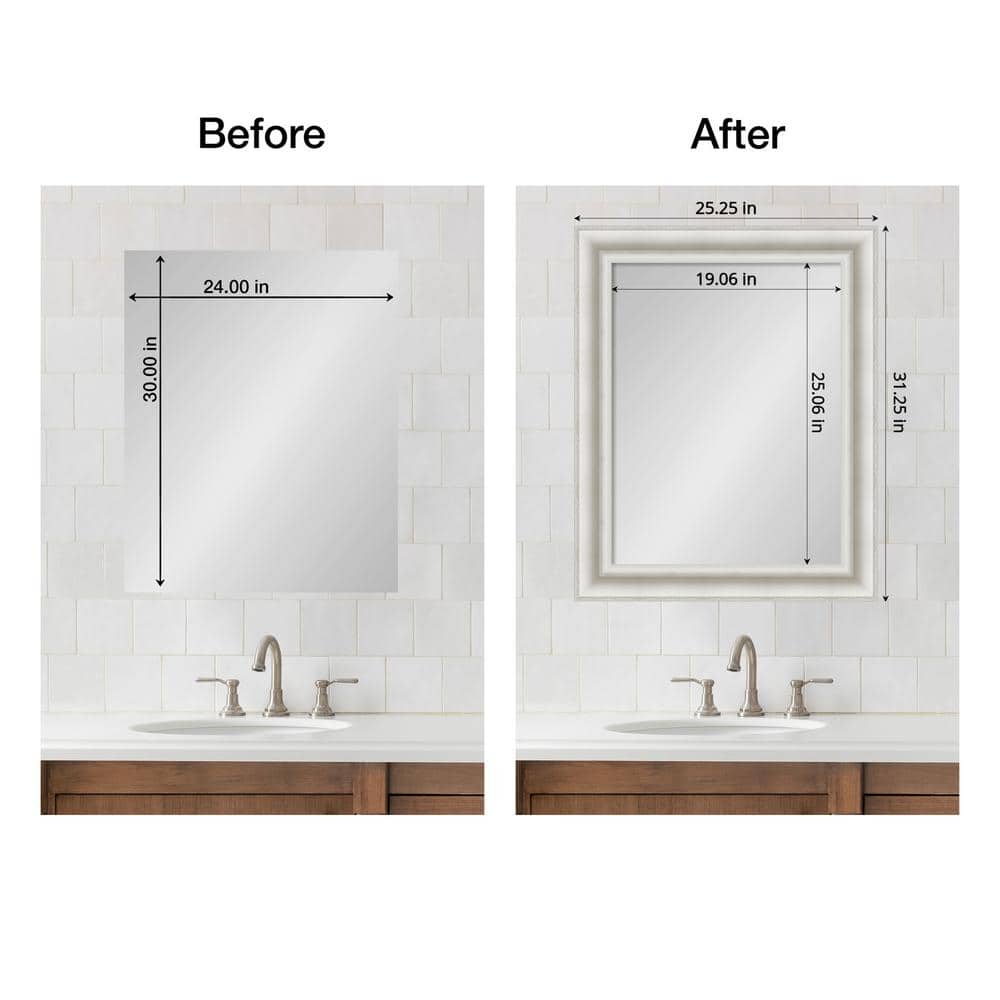 Amanti Art Mirror Makeover Parlor White 25.25 in. W x 31.25 in. H Bathroom Mirror Frame Border Kit-Fits a 24 x 30 Mirror (2)