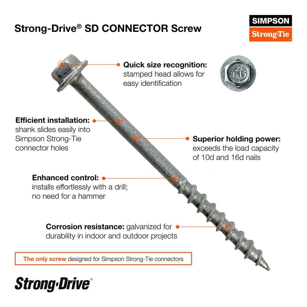 Simpson Strong-Tie #10 . 1/4-Hex Drive, Strong-Drive SD Connector Screw (100-Pack) (2)