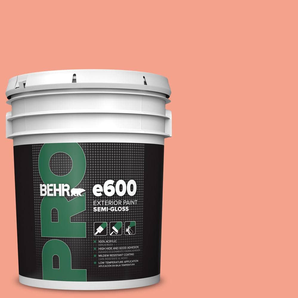 BEHR PRO 5 gal. #HDC-MD-18 Peach Mimosa Semi-Gloss Exterior Paint