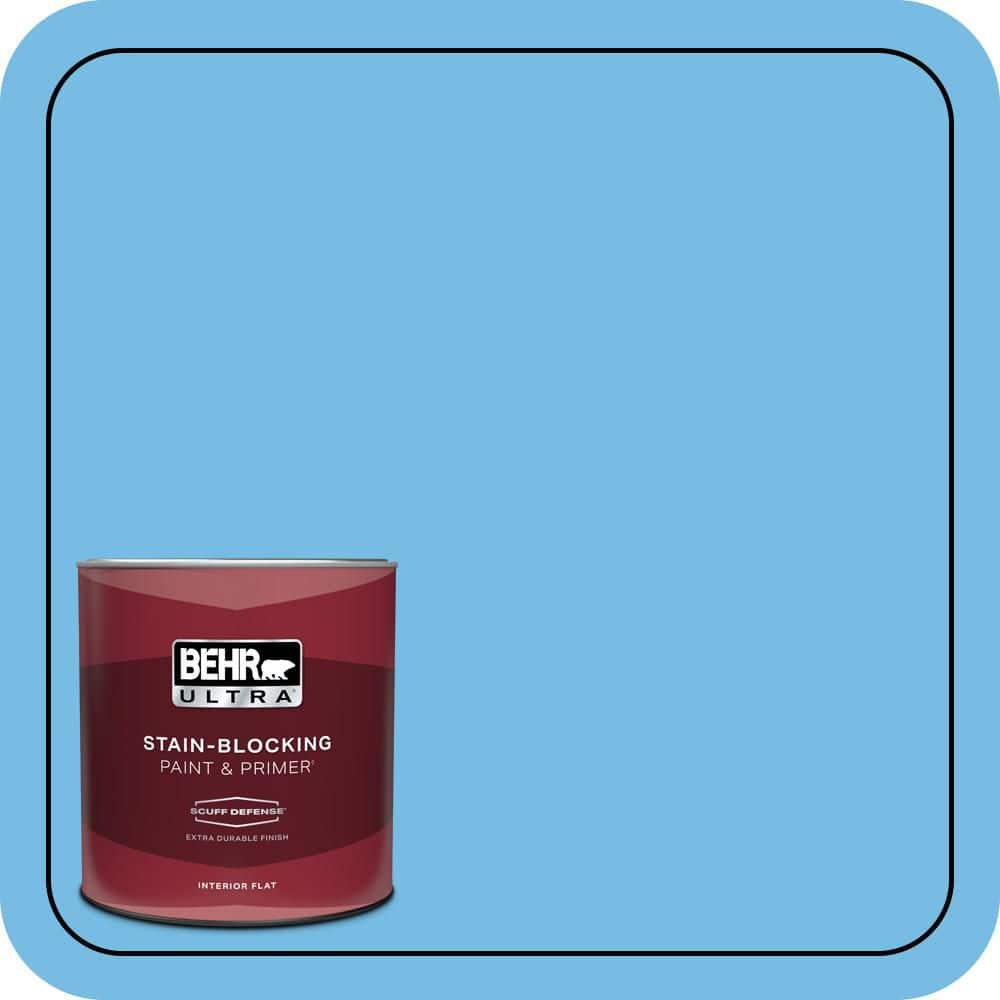 BEHR ULTRA 1 qt. #550B-4 Costa Rica Blue Extra Durable Flat Interior Paint & Primer (1)