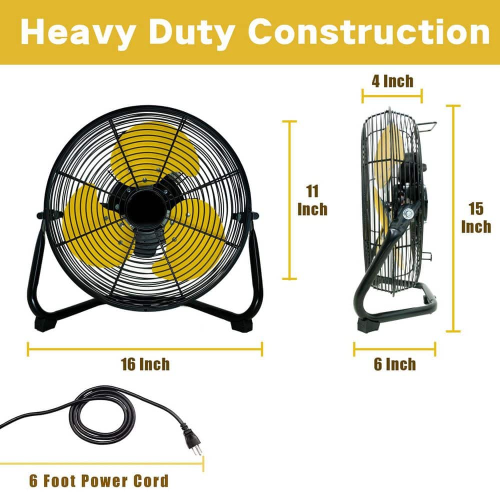 Edendirect 2-Piece 12 in. 3-Speed High Velocity Floor Fan in Black w/Adjustable Head Tilt, Heavy Duty Fan for Home Garage Workshop (2)