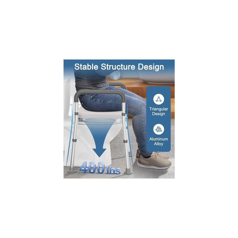 JFVKAF Adjustable Height and Width EligibleRaised Toilet Seat w/ Handles 400 lbs. Handicap Elevated Toilet Seat Fits Any Toilet (3)