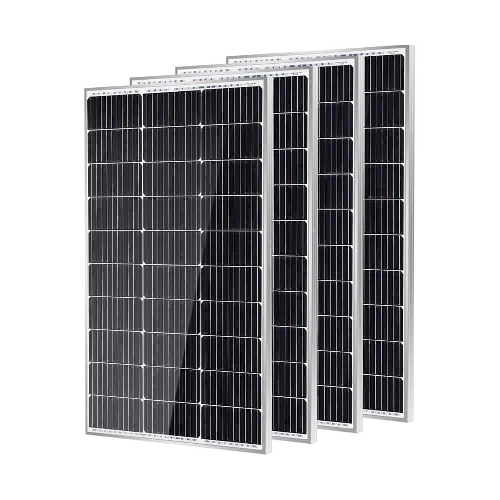 Unbranded 4-Pcs 100-Watt 12 Volt 10BB Cell Monocrystalline Solar Panel 25% High Efficiency Module 400W Waterproof for RVs, Cabins