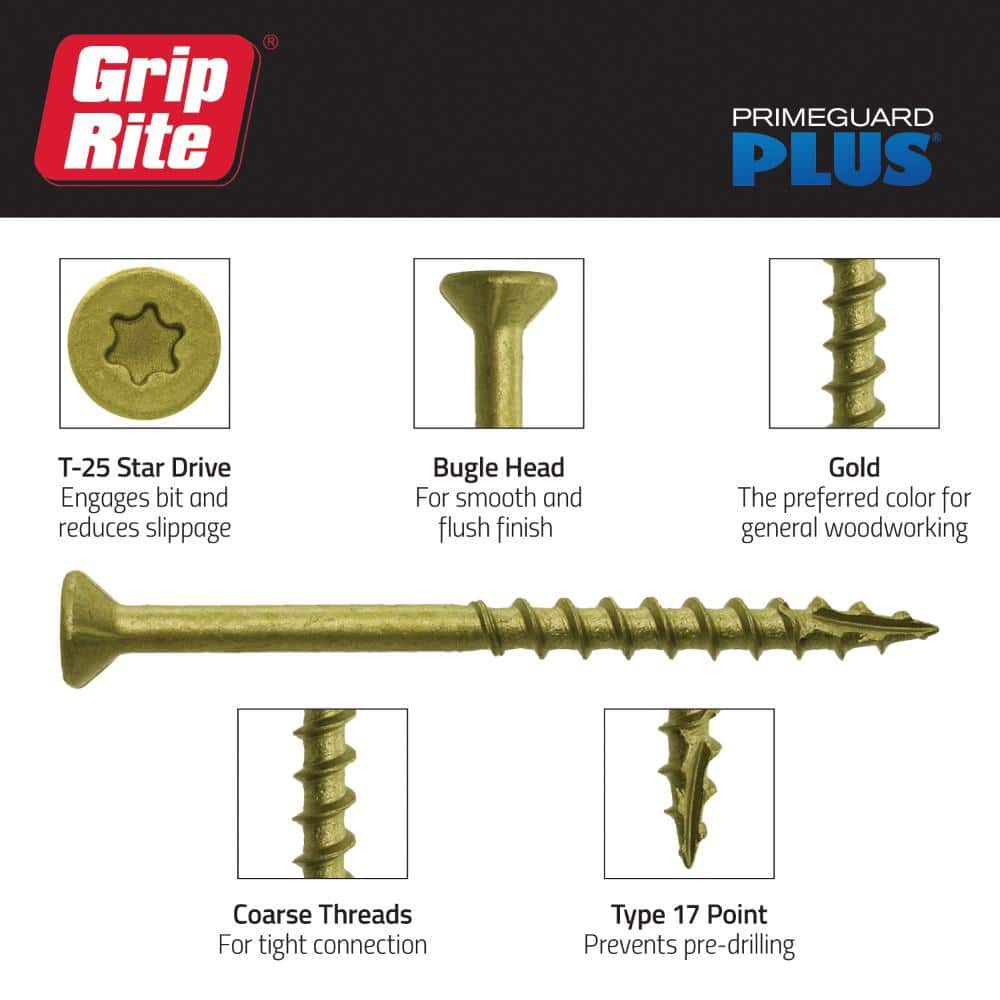Grip-Rite #9 . Star Drive Bugle Head Coarse Thread Coated Deck Screws 40 per Box (3)
