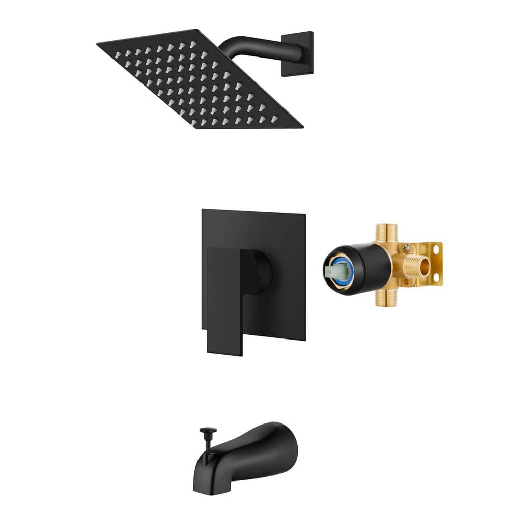 Helhom Matte Black Shower Faucet Set with Tub Spout, Bathtub Faucet Kit, Shower Tub Faucet Set, Complete Tub Shower Trim Kit (1)